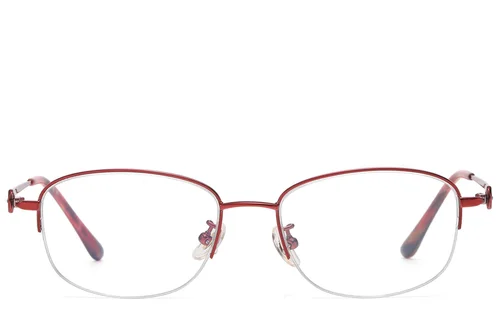 Lunettes semi-cerclées en titane rouge #BS1913-0786