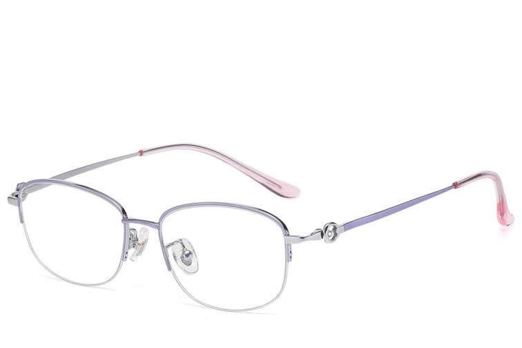Semi-rimless Purple Titanium Glasses #BS1913-0787