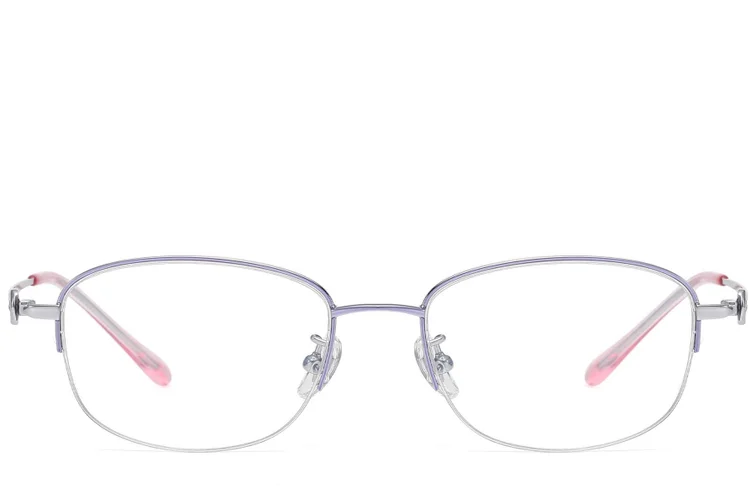 Semi-rimless Purple Titanium Glasses #BS1913-0787