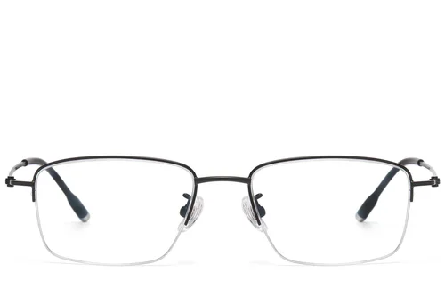 Lunettes semi-cerclées en titane noir #BS1913-0788