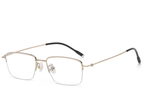 Lunettes semi-cerclées en titane doré #BS1913-0789