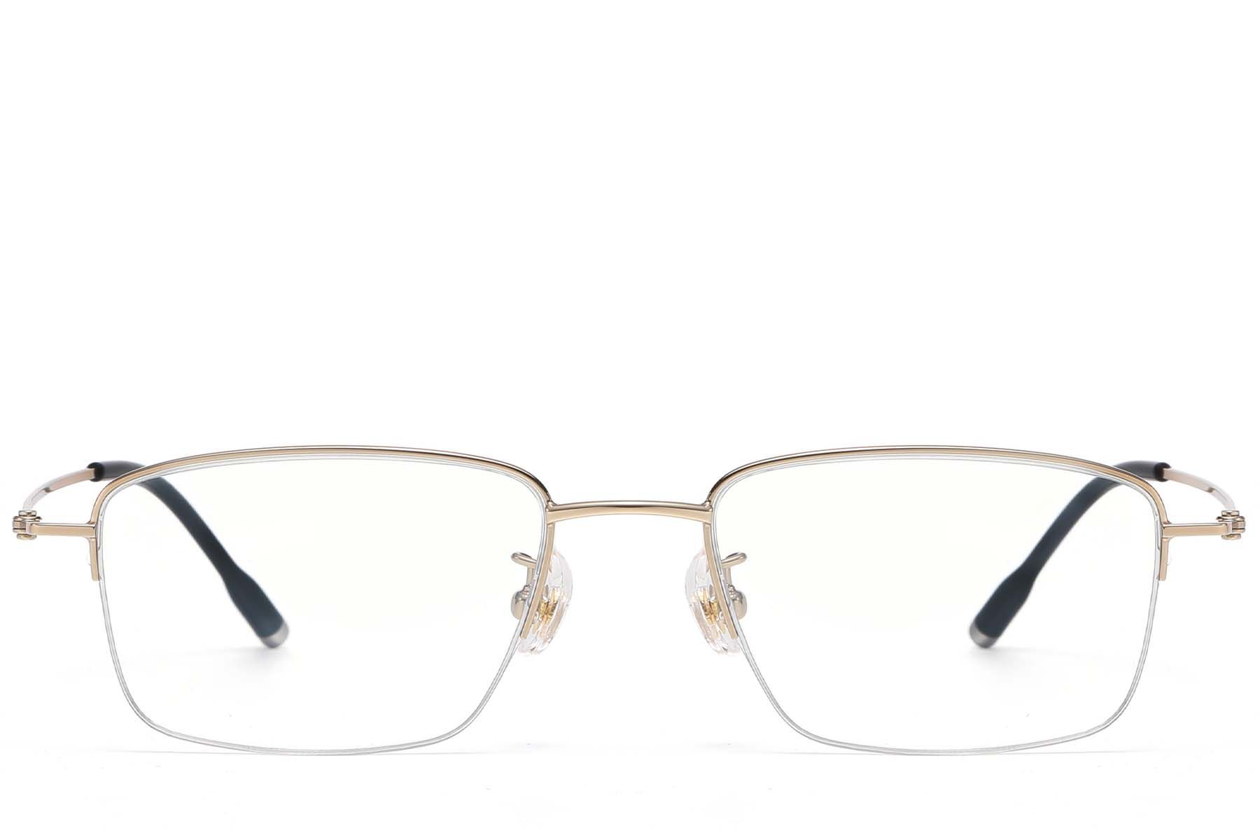 Semi-rimless Golden Titanium Glasses #BS1913-0789