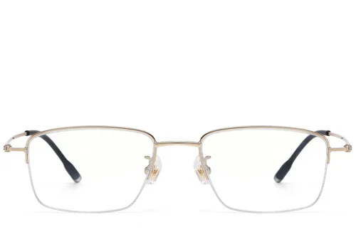 Lunettes semi-cerclées en titane doré #BS1913-0789