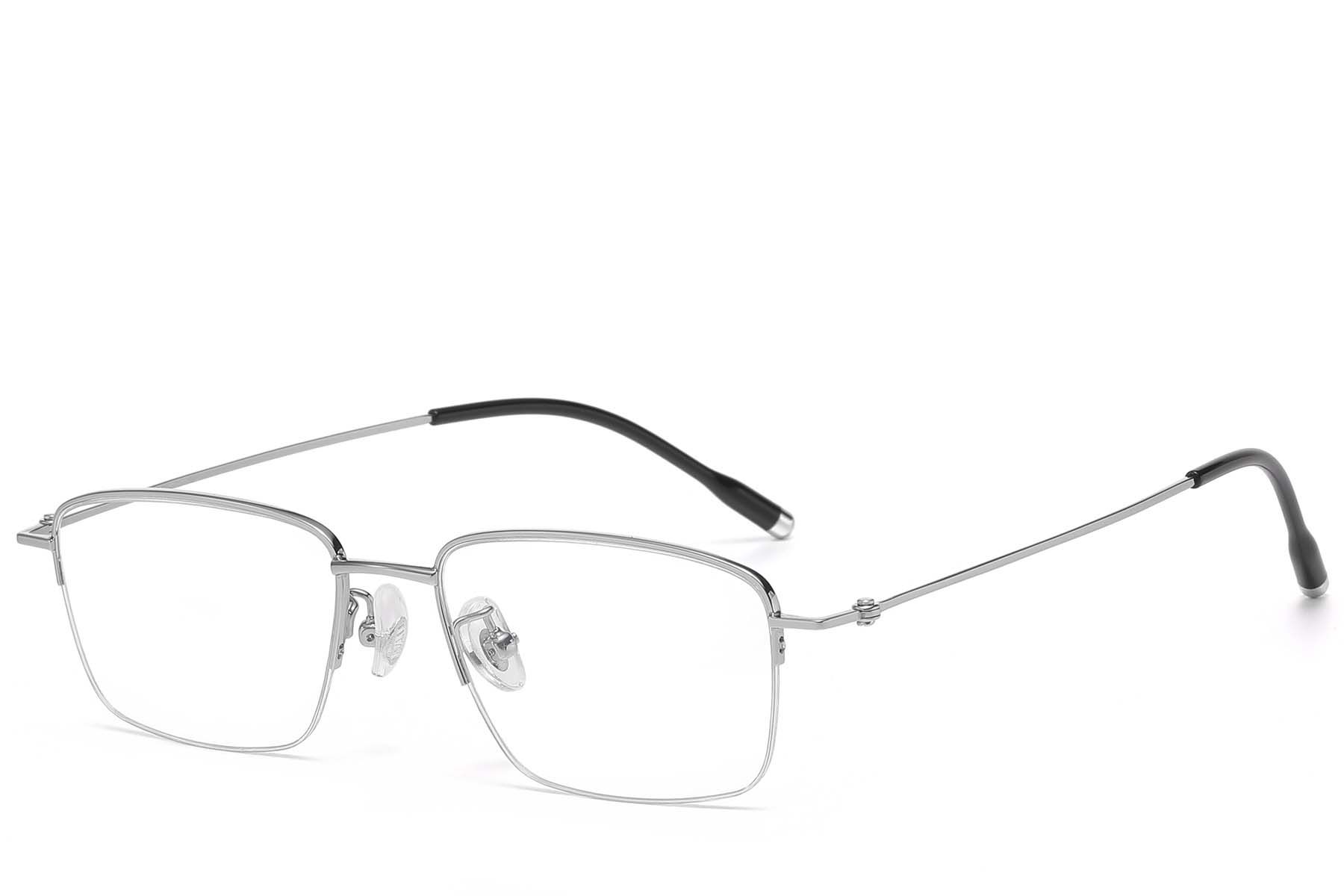 Semi-rimless Silver Titanium Glasses #BS1913-0790