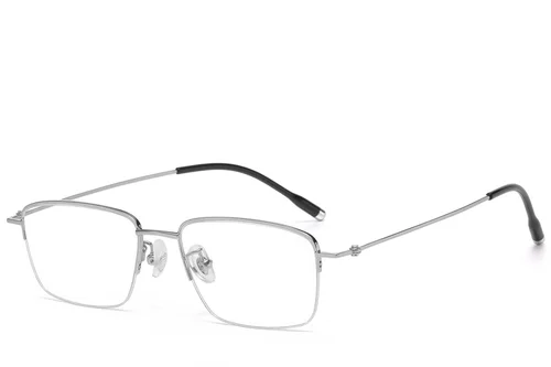 Lunettes semi-cerclées en titane argenté #BS1913-0790