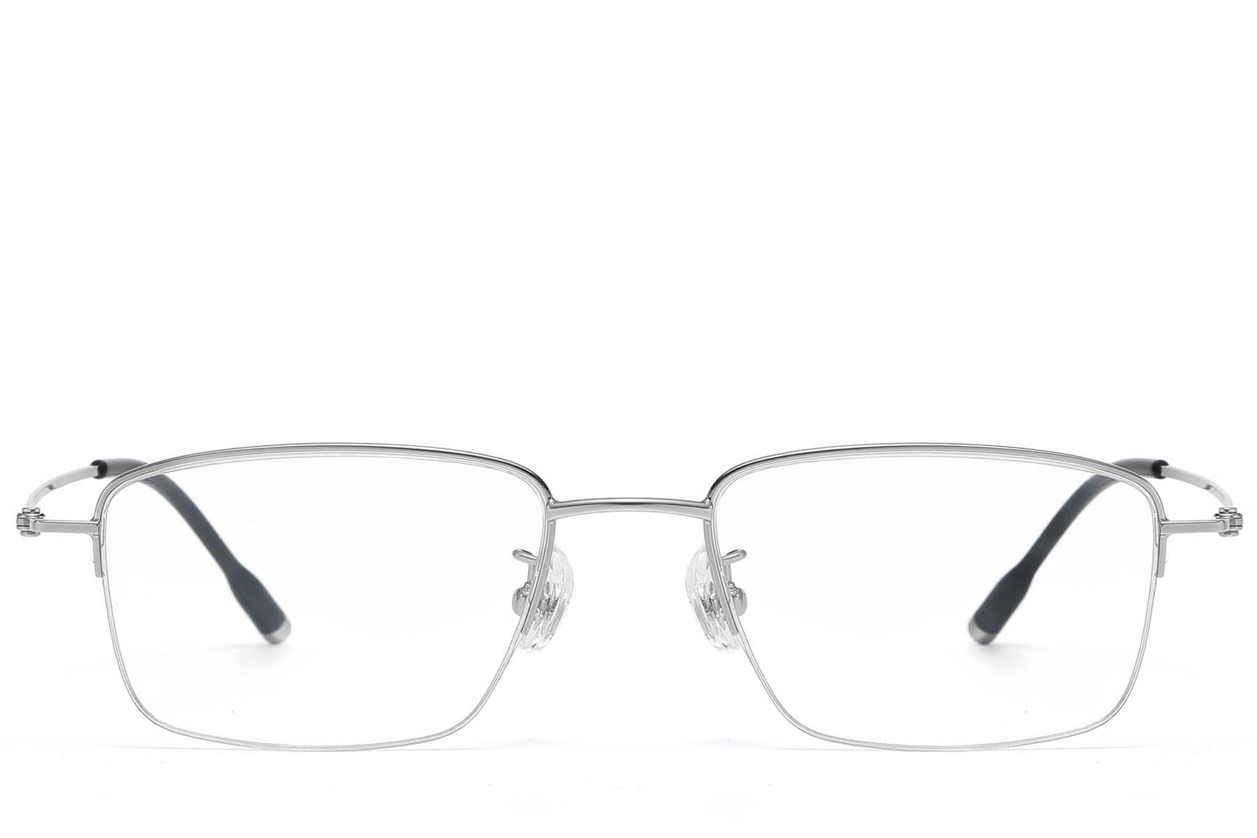 Semi-rimless Silver Titanium Glasses #BS1913-0790