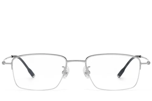 Lunettes semi-cerclées en titane argenté #BS1913-0790