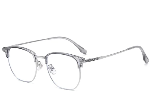 Lunettes ovales argentées en titane et TR90 #BS1913-0795