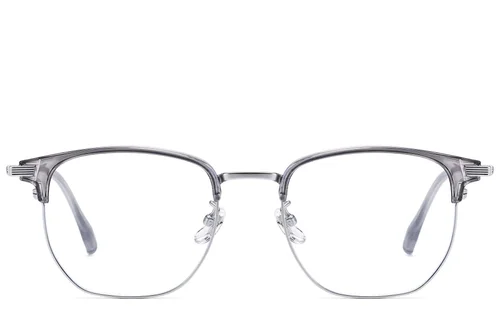 Lunettes ovales argentées en titane et TR90 #BS1913-0795