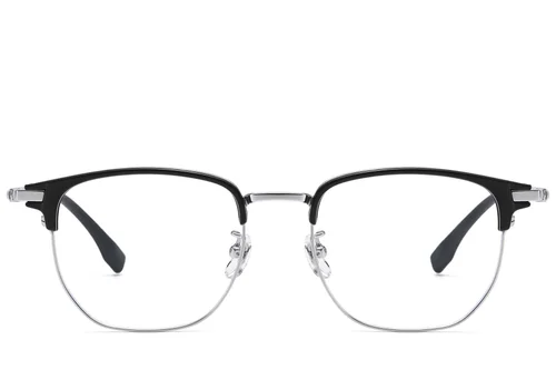 Lunettes ovales argentées en titane et TR90 #BS1913-0801