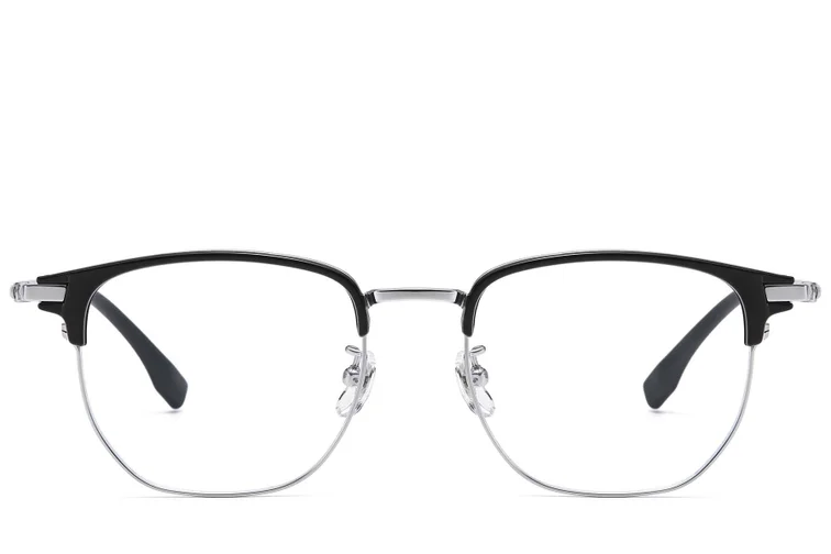 Oval Silver Titanium & TR90 Glasses #BS1913-0801