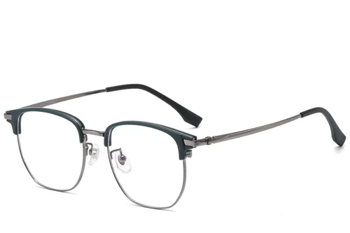 Lunettes ovales en titane gris et TR90 #BS1913-0803
