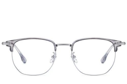 Lunettes ovales argentées en titane et TR90 #BS1913-0804