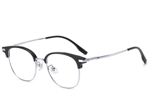 Lunettes ovales argentées en titane et TR90 #BS1913-0805
