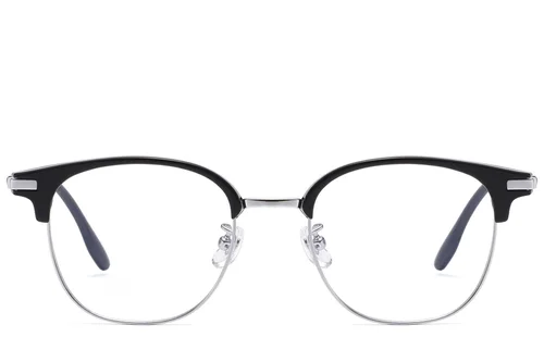 Lunettes ovales argentées en titane et TR90 #BS1913-0805