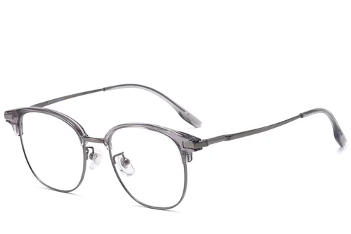 Lunettes ovales en titane gris et TR90 #BS1913-0806