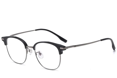 Lunettes ovales en titane gris et TR90 #BS1913-0808