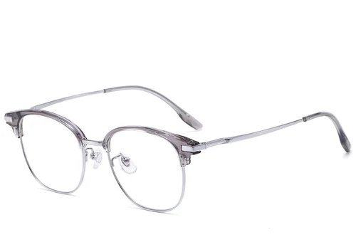 Lunettes ovales argentées en titane et TR90 #BS1913-0809