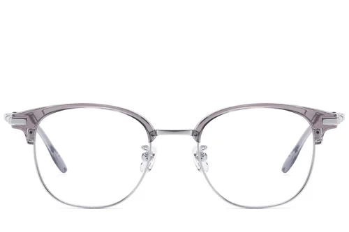 Lunettes ovales argentées en titane et TR90 #BS1913-0809