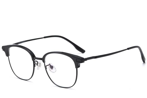 Lunettes ovales en titane noir et TR90 #BS1913-0810