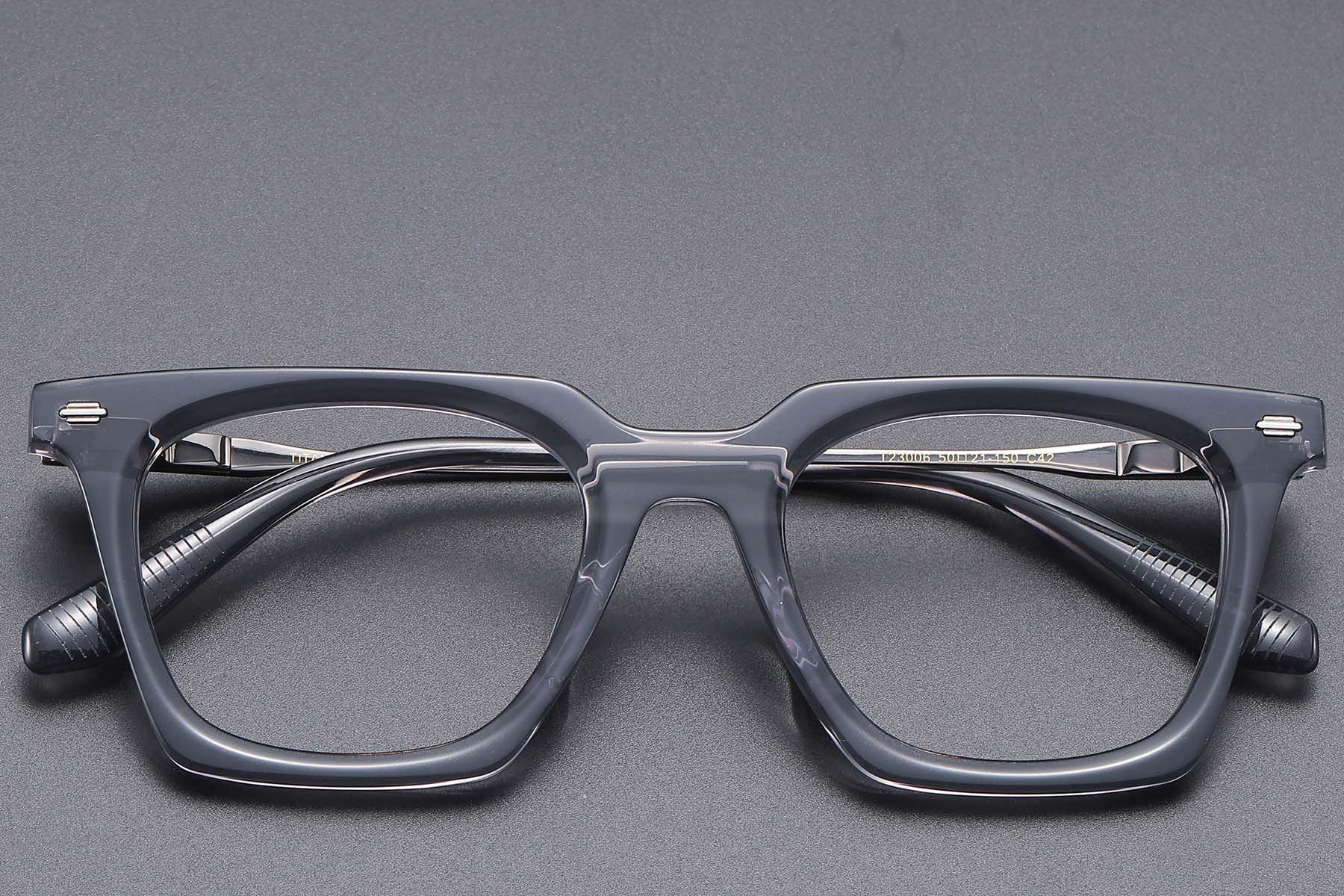 Rectangular Grey Acetate Glasses #BS1913-0813