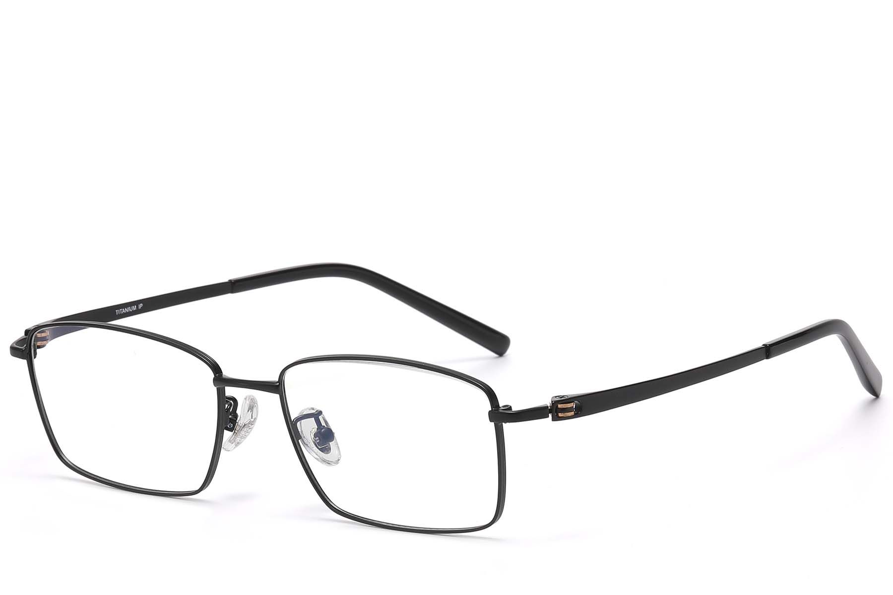 Rectangular Black Titanium Glasses #BS1913-0815