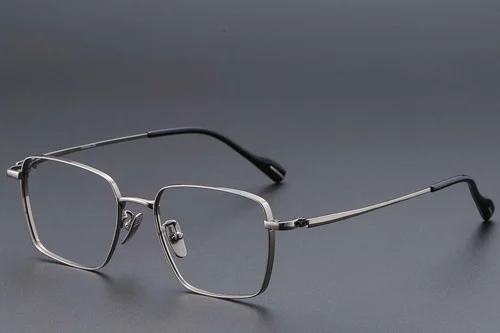 Lunettes rectangulaires en titane gris #BS1913-0827