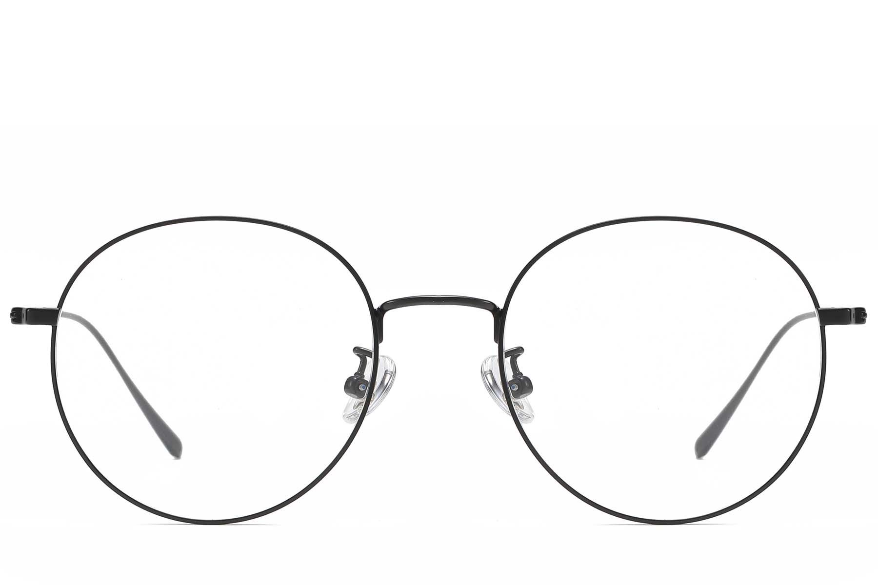 Round Black Titanium Glasses #BS1913-0828