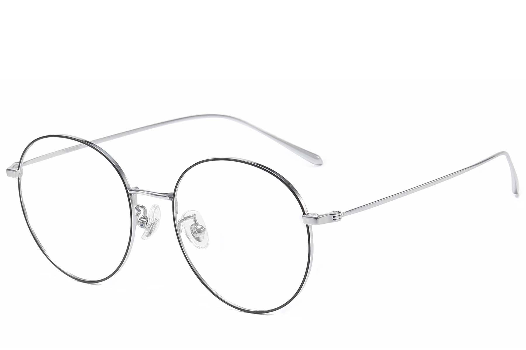 Round Black Titanium Glasses #BS1913-0830