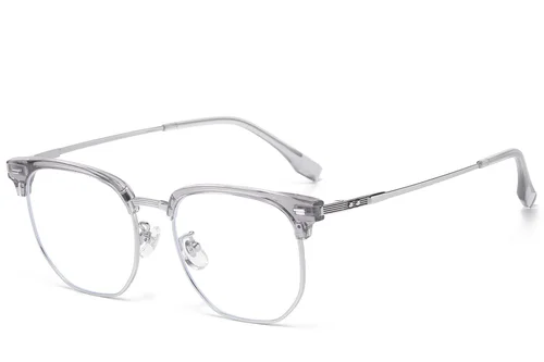 Lunettes géométriques argentées en titane et TR90 #BS1913-0832