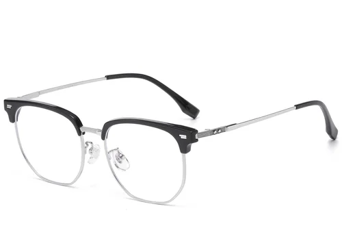 Lunettes géométriques argentées en titane et TR90 #BS1913-0833
