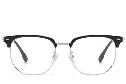 Lunettes géométriques argentées en titane et TR90 #BS1913-0833