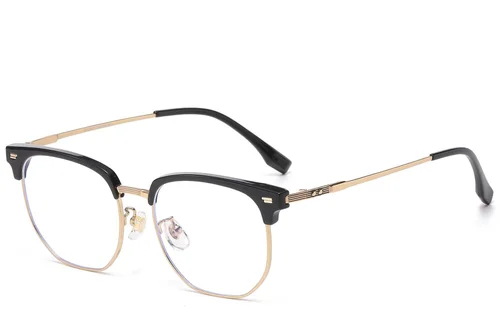Lunettes géométriques en titane doré et TR90 #BS1913-0834