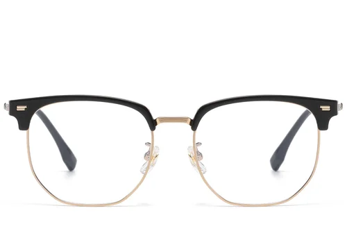 Lunettes géométriques en titane doré et TR90 #BS1913-0834