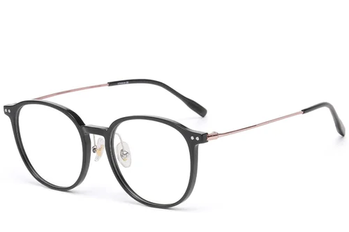 Lunettes ovales en titane noir et TR90 #BS1913-0845