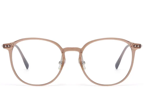 Lunettes ovales marron en titane et TR90 #BS1913-0846