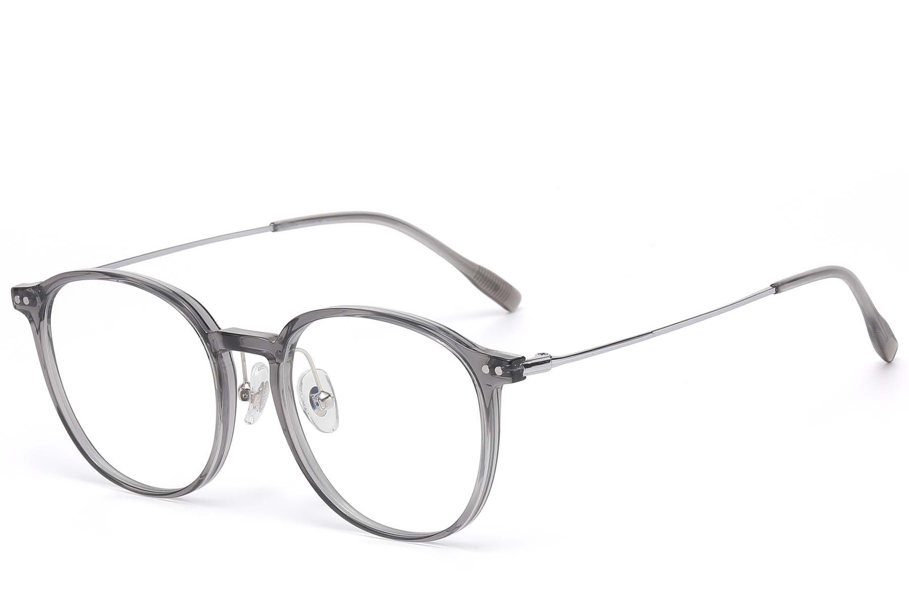 Occhiali ovali in titanio grigio e TR90 #BS1913-0847