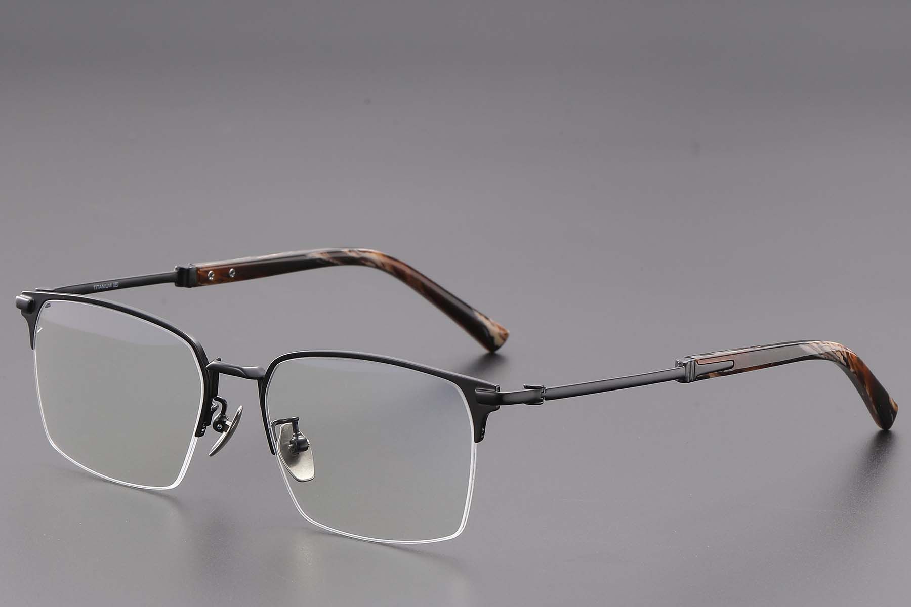 Semi-rimless Black Titanium Glasses #BS1913-0850