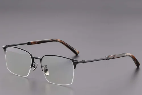 Lunettes semi-cerclées en titane noir #BS1913-0850