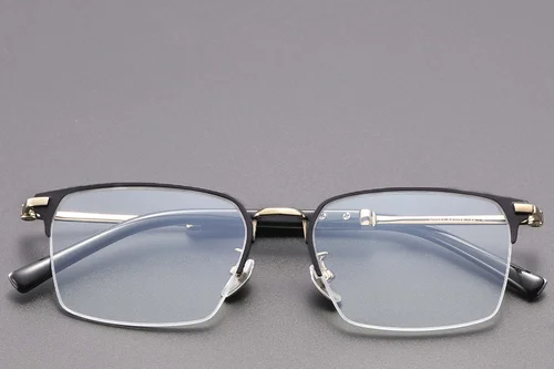 Lunettes semi-cerclées en titane noir #BS1913-0853