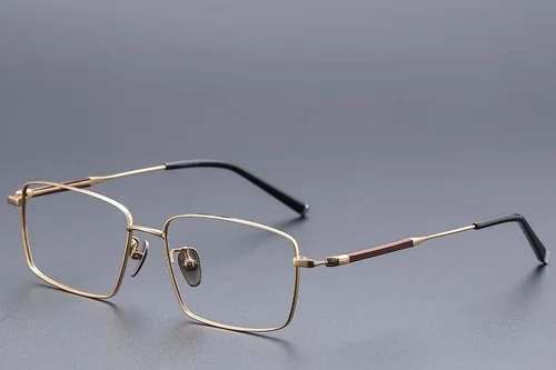 Lunettes rectangulaires en titane doré #BS1913-0855