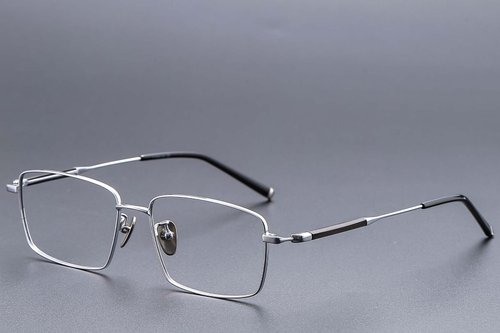 Lunettes rectangulaires en titane argenté #BS1913-0856