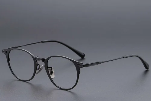 Lunettes ovales en titane noir #BS1913-0858