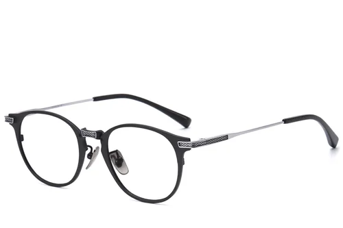 Lunettes ovales en titane noir #BS1913-0859