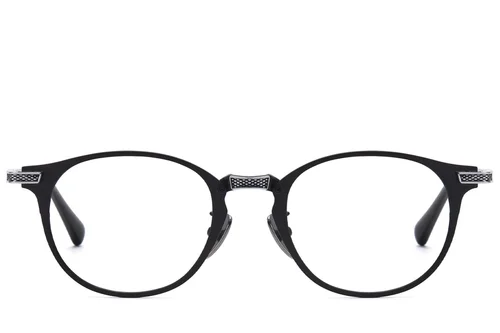 Lunettes ovales en titane noir #BS1913-0859