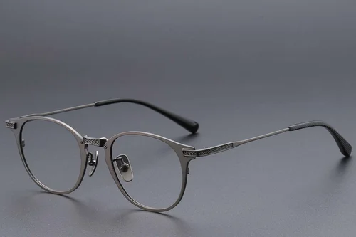 Lunettes ovales en titane gris #BS1913-0860