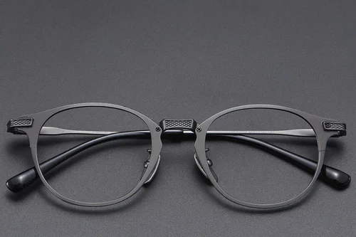 Lunettes ovales en titane gris #BS1913-0860