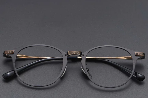 Lunettes ovales en titane noir #BS1913-0861