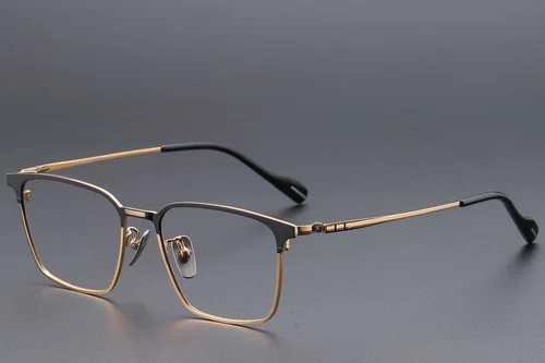 Lunettes rectangulaires en titane doré #BS1913-0867