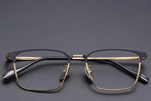 Lunettes rectangulaires en titane doré #BS1913-0867